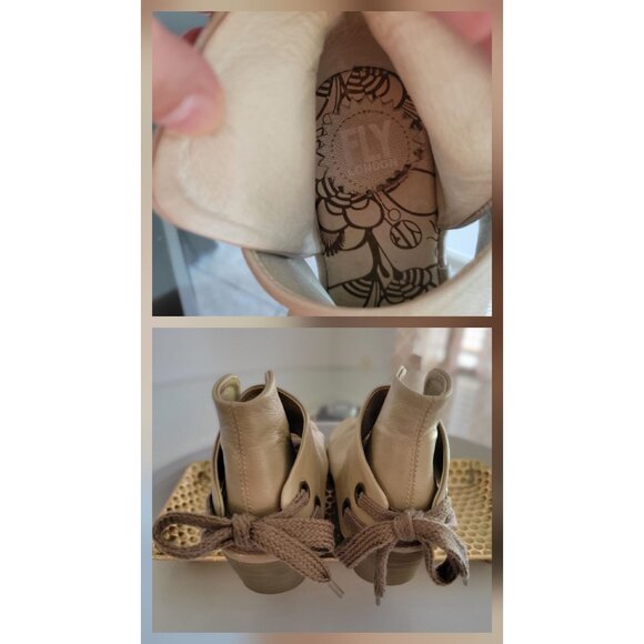 Fly London Peep-Toe Wedge Ivory Pearl Metallic Leather, EU 37 - Picture 11 of 11